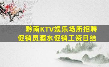 黔南KTV娱乐场所招聘促销员酒水促销工资日结